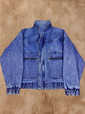 Vintage 80s 90s Urban Equipment Denim Bomber Jacket Y2K Boxy